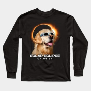 Celestial Golden Retriever Eclipse: Trendy Tee for Dog Enthusiasts Long Sleeve T-Shirt